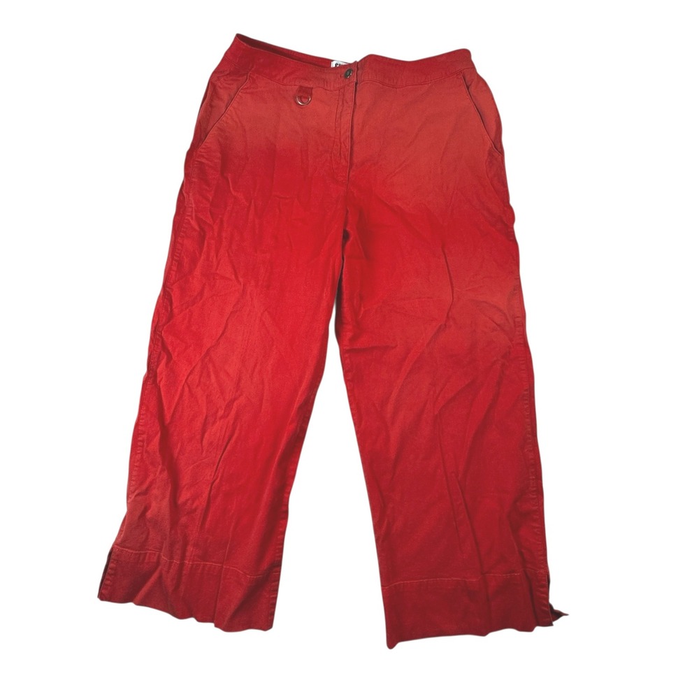 Chicos Design‎ Red Wide Leg Cropped Pants Women Size 2 Career Casual